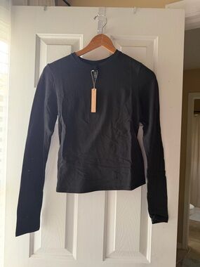 SKIMS Black Long-Sleeve Crewneck Top